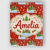 Personalised Name Cute Winter Snowman Bird Custom  Unique Gift Idea Elegant Feature Canvas Wall Art Print Decor Picture Ready to Hang