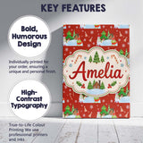 Personalised Name Cute Winter Snowman Bird Custom  Unique Gift Idea Elegant Feature Canvas Wall Art Print Decor Picture Ready to Hang