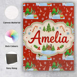 Personalised Name Cute Winter Snowman Bird Custom  Unique Gift Idea Elegant Feature Canvas Wall Art Print Decor Picture Ready to Hang