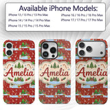 Cute Winter Snowman Bird Christmas Scene Red Custom Name Protective Phone Case Mobile Cover Durable Everyday Smartphone Shock Resistant