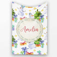 Cute Watercolor Snowman Christmas Tree Gifts Stars Seamless Pattern  Personalised Custom Name Super Soft Fleece Blanket Bed Sofa Throw