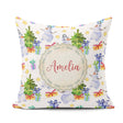 Custom Name Watercolor Snowman Tree Gifts Stars Seamless Pattern Square Filled Cushion Throw Pillow Sofa Bed Home Decor Zip Washable UK Made