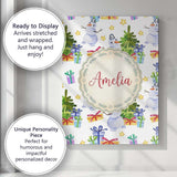 Personalised Name Cute Watercolor Snowman Custom  Unique Gift Idea Elegant Feature Canvas Wall Art Print Decor Picture Ready to Hang