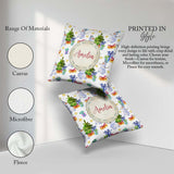 Custom Name Watercolor Snowman Tree Gifts Stars Seamless Pattern Square Filled Cushion Throw Pillow Sofa Bed Home Decor Zip Washable UK Made