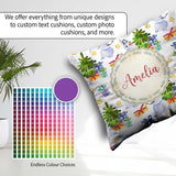 Custom Name Watercolor Snowman Tree Gifts Stars Seamless Pattern Square Filled Cushion Throw Pillow Sofa Bed Home Decor Zip Washable UK Made