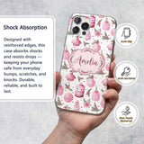Watercolor Pink Christmas Ornaments Pine Berries Custom Name Protective Phone Case Mobile Cover Durable Everyday Smartphone Shock Resistant