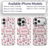 Watercolor Pink Christmas Ornaments Pine Berries Custom Name Protective Phone Case Mobile Cover Durable Everyday Smartphone Shock Resistant