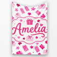 Cute Pink Christmas Gifts Stars Hand Drawn Seamless Pattern Lovely  Personalised Custom Name Super Soft Fleece Blanket Bed Sofa Throw
