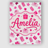 Personalised Name Cute Pink Christmas Gifts Custom  Bespoke Interior Contemporary Canvas Wall Art Print Decor Picture Ready to Hang