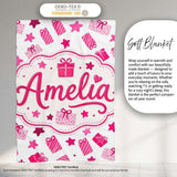 Cute Pink Christmas Gifts Stars Hand Drawn Seamless Pattern Lovely  Personalised Custom Name Super Soft Fleece Blanket Bed Sofa Throw