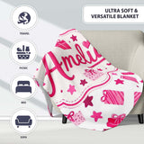 Cute Pink Christmas Gifts Stars Hand Drawn Seamless Pattern Lovely  Personalised Custom Name Super Soft Fleece Blanket Bed Sofa Throw