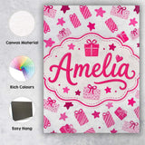 Personalised Name Cute Pink Christmas Gifts Custom  Bespoke Interior Contemporary Canvas Wall Art Print Decor Picture Ready to Hang