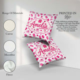 Custom Name Cute Pink Christmas Gifts Stars Hand Drawn Seamless Square Filled Cushion Throw Pillow Sofa Bed Home Decor Zip Washable UK Made