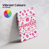 Personalised Name Cute Pink Christmas Gifts Custom  Bespoke Interior Contemporary Canvas Wall Art Print Decor Picture Ready to Hang