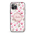 Watercolor Pink Christmas Baubles Pine Leaves Custom Name Protective Phone Case Mobile Cover Durable Everyday Smartphone Shock Resistant
