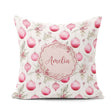 Custom Name Watercolor Pink Baubles Pine Leaves Seamless Pattern Square Filled Cushion Throw Pillow Sofa Bed Home Decor Zip Washable UK Made