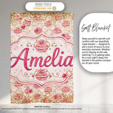 Luxury Gold Pink Christmas Ornaments Glitter Seamless Pattern Lovely  Personalised Custom Name Super Soft Fleece Blanket Bed Sofa Throw
