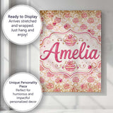 Personalised Name Luxury Gold Pink Christmas Custom Bespoke  Contemporary Display Canvas Wall Art Print Decor Picture Ready to Hang