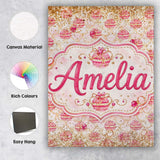 Personalised Name Luxury Gold Pink Christmas Custom Bespoke  Contemporary Display Canvas Wall Art Print Decor Picture Ready to Hang