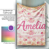 Luxury Gold Pink Christmas Ornaments Glitter Seamless Pattern Lovely  Personalised Custom Name Super Soft Fleece Blanket Bed Sofa Throw