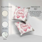 Custom Name Soft Pink Christmas Baubles Botanical Pattern Lovely Square Filled Cushion Throw Pillow Sofa Bed Home Decor Zip Washable UK Made