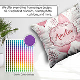 Custom Name Soft Pink Christmas Baubles Botanical Pattern Lovely Square Filled Cushion Throw Pillow Sofa Bed Home Decor Zip Washable UK Made