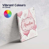 Personalised Name Soft Pink Christmas Custom Modern Room Accent Creative Decorator Style Canvas Wall Art Print Decor Picture Ready to Hang