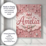 Personalised Name Elegant Pink Christmas Custom  Interior Decorative Contemporary Canvas Wall Art Print Decor Picture Ready to Hang