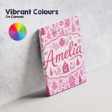 Personalised Name Cute Pink Christmas Folk Custom  Unique Gift Idea Elegant Feature Canvas Wall Art Print Decor Picture Ready to Hang