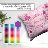Custom Name Cute Pink Christmas Trees Snowflakes Stars Seamless Square Filled Cushion Throw Pillow Sofa Bed Home Decor Zip Washable UK Made