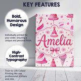Personalised Name Cute Pink Christmas Party Custom  Bespoke Interior Contemporary Canvas Wall Art Print Decor Picture Ready to Hang