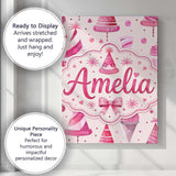 Personalised Name Cute Pink Christmas Party Custom  Bespoke Interior Contemporary Canvas Wall Art Print Decor Picture Ready to Hang