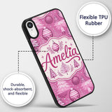 Cute Pink Christmas Trees Ornaments Festive Printed Design Custom Name Protective Phone Case Mobile Cover Durable Smartphone Shock Resistant