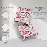 Custom Name Watercolor Christmas Trees Berries Branches Seamless Square Filled Cushion Throw Pillow Sofa Bed Home Decor Zip Washable UK Made