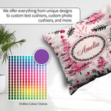 Custom Name Watercolor Christmas Trees Berries Branches Seamless Square Filled Cushion Throw Pillow Sofa Bed Home Decor Zip Washable UK Made