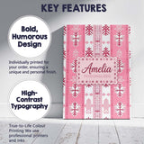 Personalised Name Scandinavian Pink Snowflake Custom Unique Gift Idea Modern Room Accent Canvas Wall Art Print Decor Picture Ready to Hang