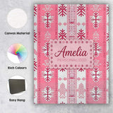 Personalised Name Scandinavian Pink Snowflake Custom Unique Gift Idea Modern Room Accent Canvas Wall Art Print Decor Picture Ready to Hang