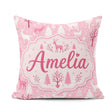Custom Name Cute Pink Christmas Deer Forest Seamless Pattern Square Filled Cushion Throw Pillow Sofa Bed Home Decor Zip Washable UK Made