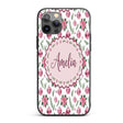 Watercolor Pink Christmas Baubles Poinsettia Custom Name Protective Phone Case Mobile Cover Durable Everyday Smartphone Shock Resistant