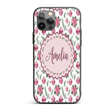 Watercolor Pink Christmas Baubles Poinsettia Custom Name Protective Phone Case Mobile Cover Durable Everyday Smartphone Shock Resistant