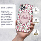 Watercolor Pink Christmas Baubles Poinsettia Custom Name Protective Phone Case Mobile Cover Durable Everyday Smartphone Shock Resistant