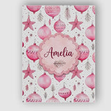 Personalised Name Elegant Pink Christmas Custom  Interior Decorative Contemporary Canvas Wall Art Print Decor Picture Ready to Hang