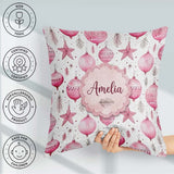 Custom Name Elegant Pink Christmas Baubles Stars Hanging Pattern Square Filled Cushion Throw Pillow Sofa Bed Home Decor Zip Washable UK Made
