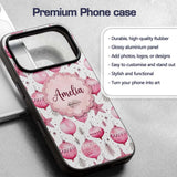 Elegant Pink Christmas Baubles Stars Hanging Custom Name Protective Phone Case Mobile Cover Durable Everyday Smartphone Shock Resistant