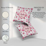 Custom Name Elegant Pink Christmas Baubles Stars Hanging Pattern Square Filled Cushion Throw Pillow Sofa Bed Home Decor Zip Washable UK Made