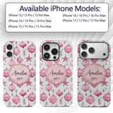 Elegant Pink Christmas Baubles Stars Hanging Custom Name Protective Phone Case Mobile Cover Durable Everyday Smartphone Shock Resistant