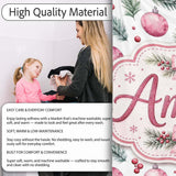 Watercolor Pink Baubles Pine Branches Berry Christmas Seamless  Personalised Custom Name Super Soft Fleece Blanket Bed Sofa Throw