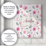 Personalised Name Soft Pink Floral Christmas Custom Bespoke  Contemporary Display Canvas Wall Art Print Decor Picture Ready to Hang