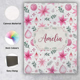 Personalised Name Soft Pink Floral Christmas Custom Bespoke  Contemporary Display Canvas Wall Art Print Decor Picture Ready to Hang