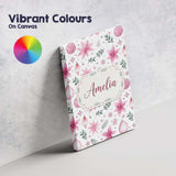 Personalised Name Soft Pink Floral Christmas Custom Bespoke  Contemporary Display Canvas Wall Art Print Decor Picture Ready to Hang